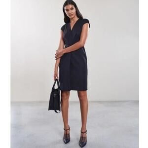 Navy Reiss Fenton Dress Wool Blend Career Preppy Academia Old Money Size 8